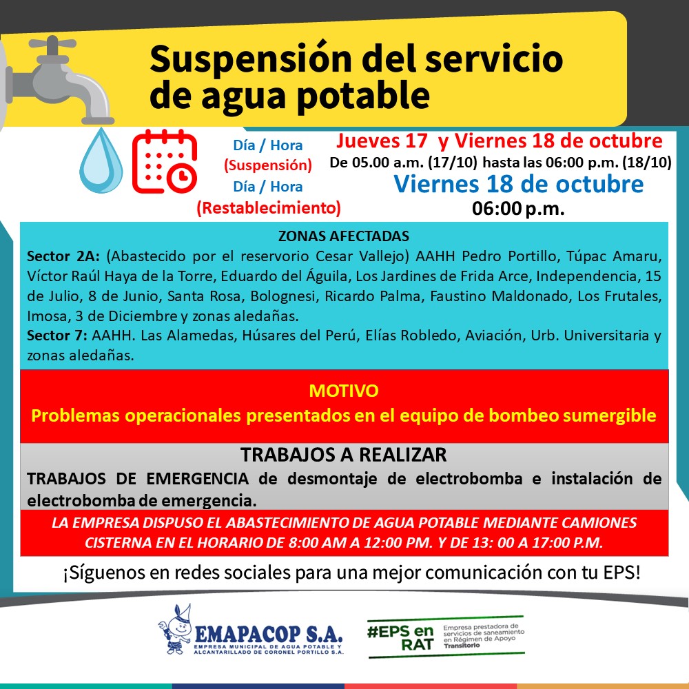 SUSPENSION DEL SERVICIO DE AGUA POTABLE